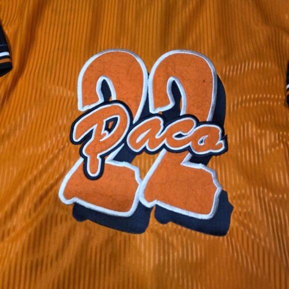 Vintage Y2K Paco Jeans Mens Baseball Jersey Orange And Black Button Up Size XXL - Picture 8 of 10
